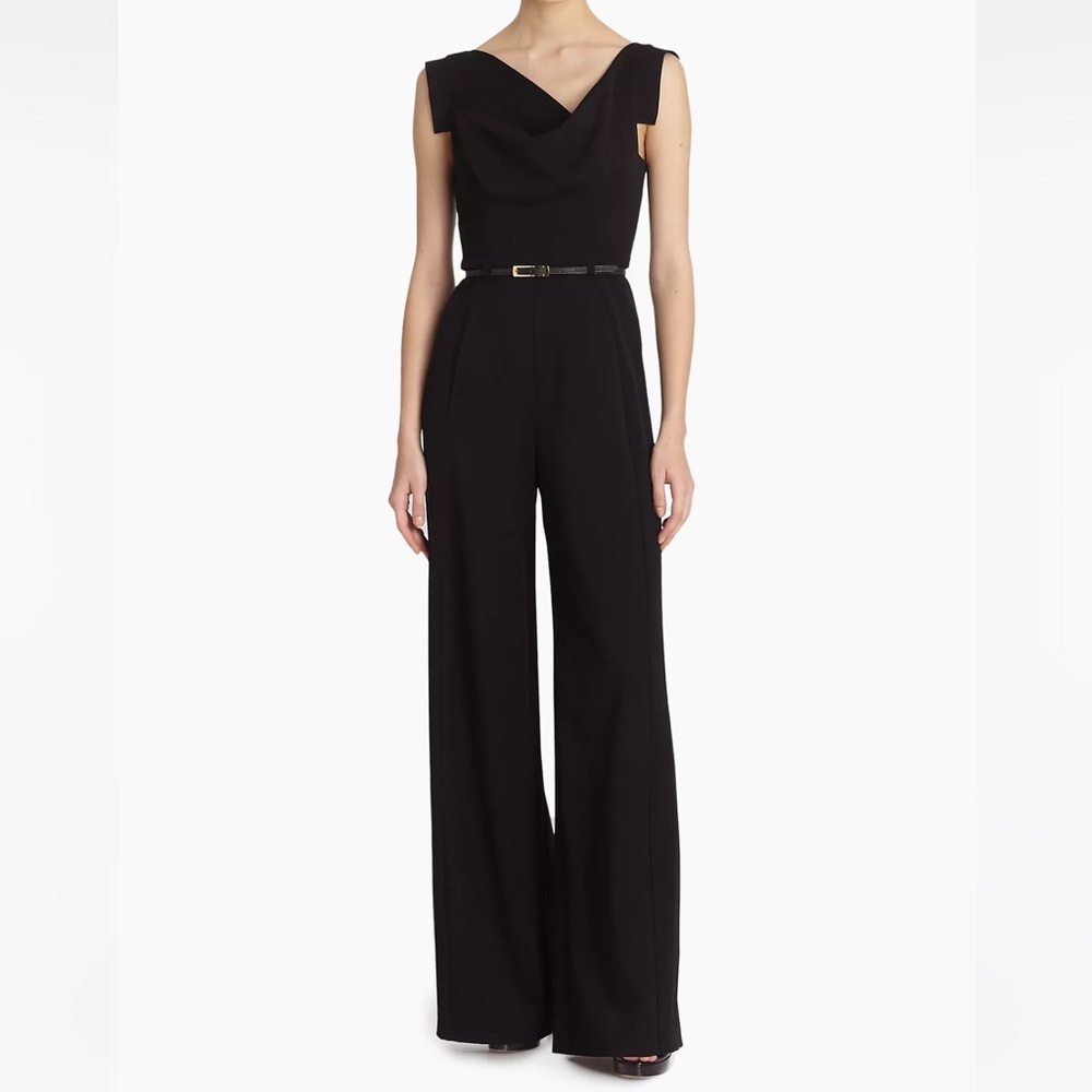 Black Halo Jackie Asymmetrical Belted Jumpsuit NWT size 6
